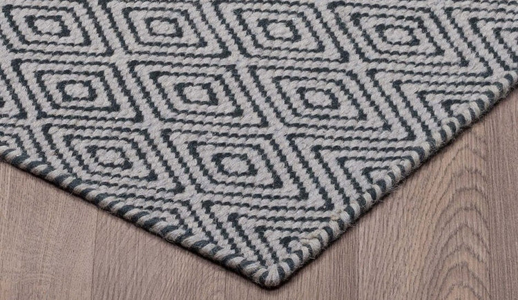 Chicago CHI-GRBK Flat Weave Reversible Wool Grey/Black Area Rug By Viana Inc