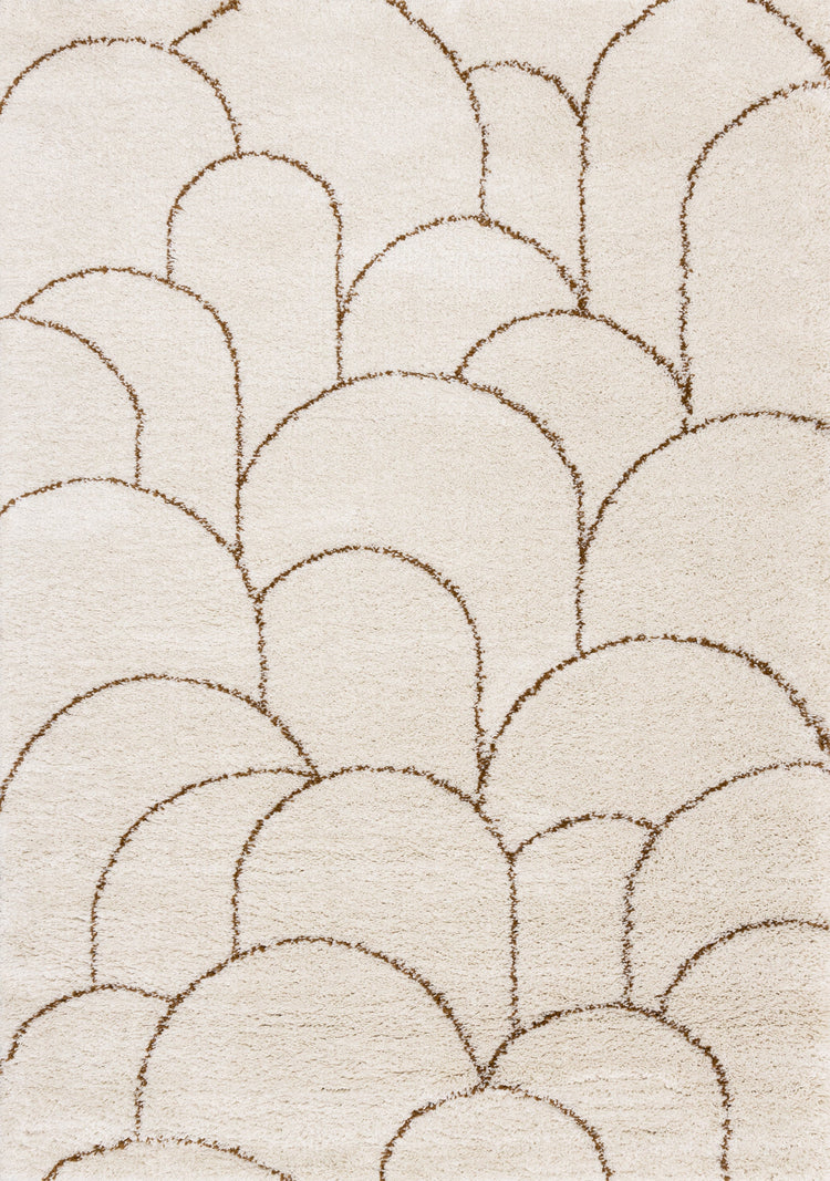 Maroq Cream Orange Rounded Hills Shag Rug by Kalora Interiors