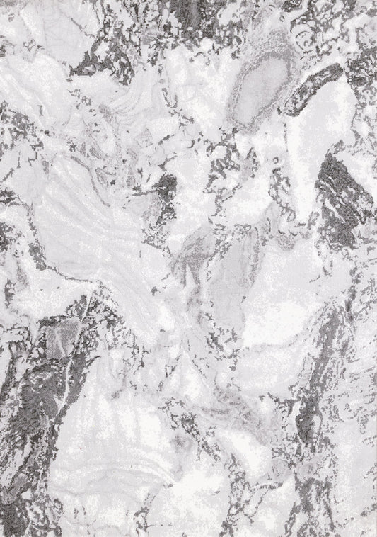 Intrigue White Grey Marble Swirl Rug by Kalora Interiors