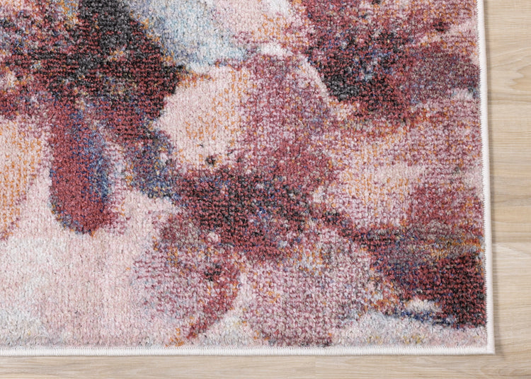 Fresco Blue Pink Yellow Cherry Blossom Rug by Kalora Interiors