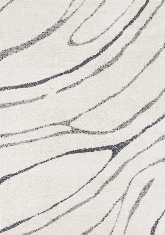 Ravine Cream Grey Wishbone Shag Rug by Kalora Interiors