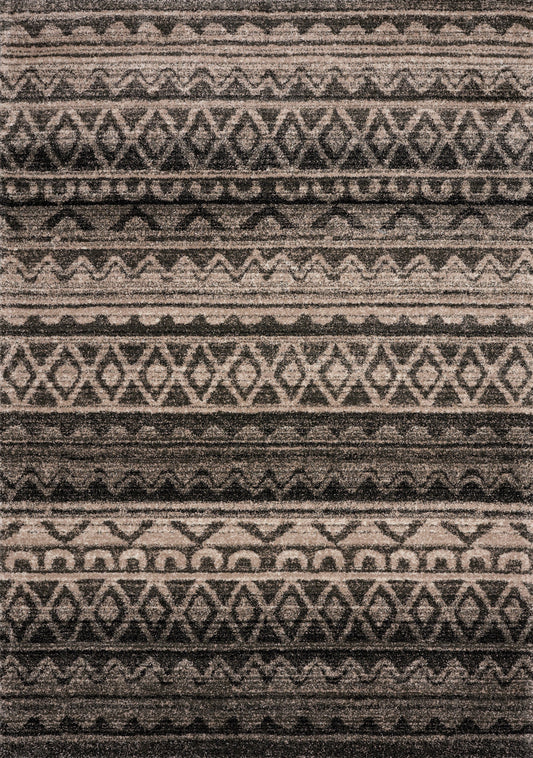Alfombra con estampado de rayas beige, negro y marrón brisa de Kalora Interiors