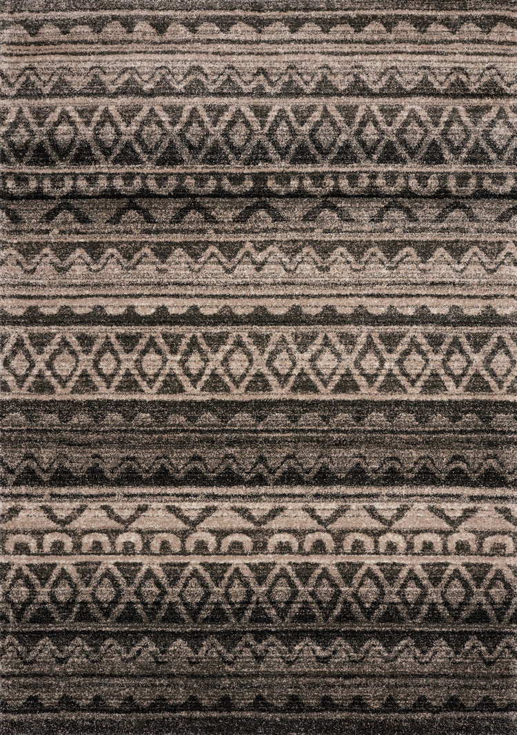 Alfombra con estampado de rayas beige, negro y marrón brisa de Kalora Interiors