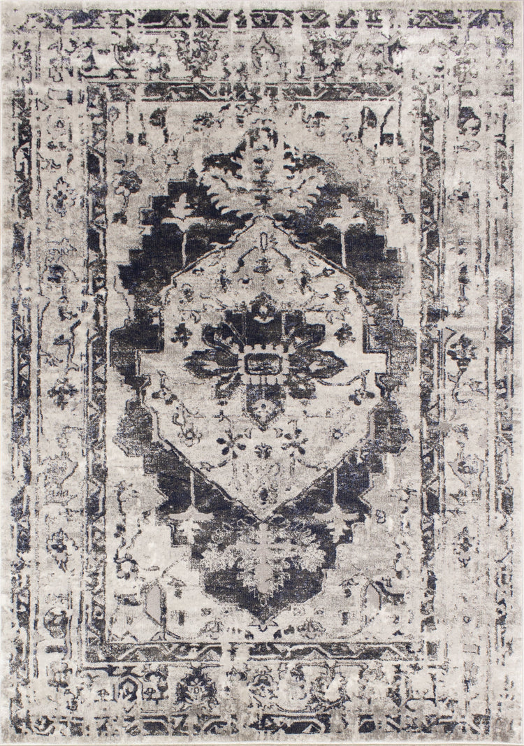 Chorus Grey Blue Elegant Border Rug by Kalora Interiors