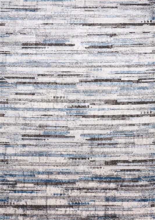 Darcy Cream Grey Blue Sparkling Striped Rug by Kalora Interiors