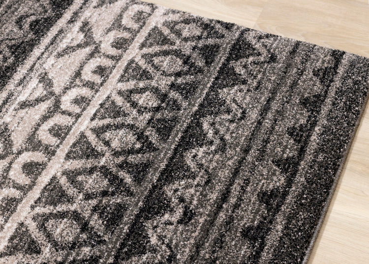 Breeze Brown Black Beige Striped Pattern Rug by Kalora Interiors