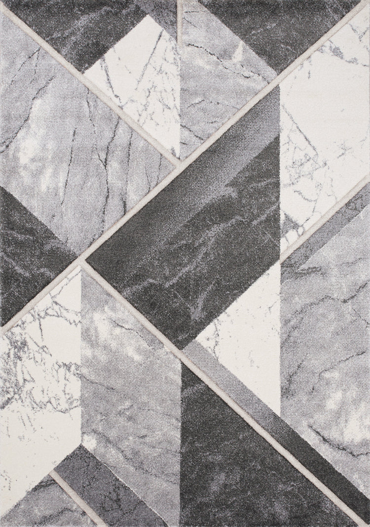 Soho Grey White Geometric Marble Rug by Kalora Interiors