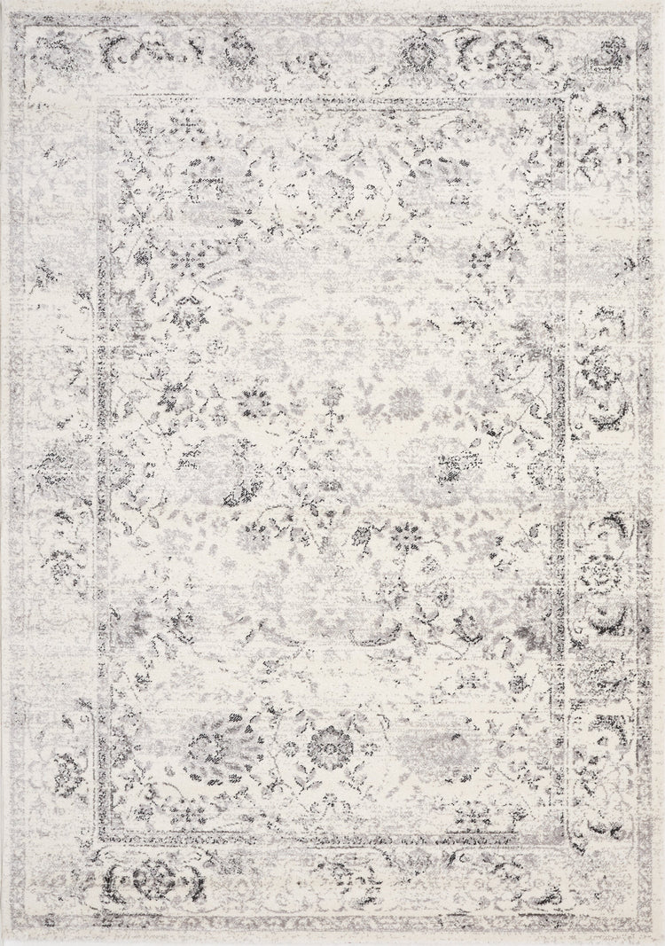 Safi Cream Grey Traditional Border Rug by Kalora Interiors