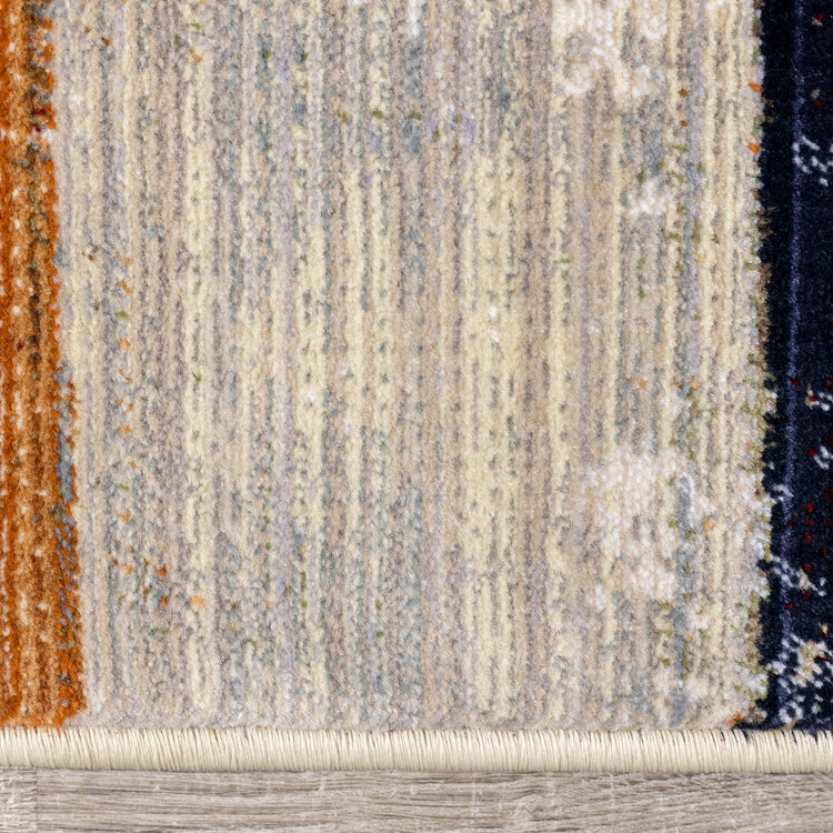 Serene Beige Orange Blue Cream Patchwork Quilt Design Rug by Kalora Interiors