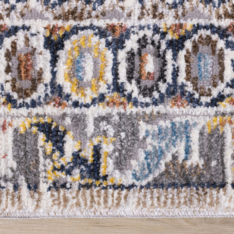 Alfombra medallón contemporánea en azul óxido beige Evora de Kalora Interiors