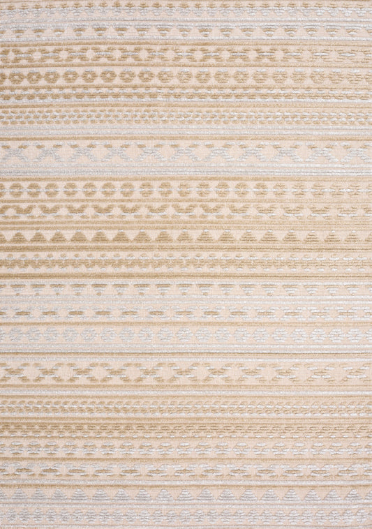 Lawson Beige Grey Cream Tribal Machine Washable Rug by Kalora Interiors
